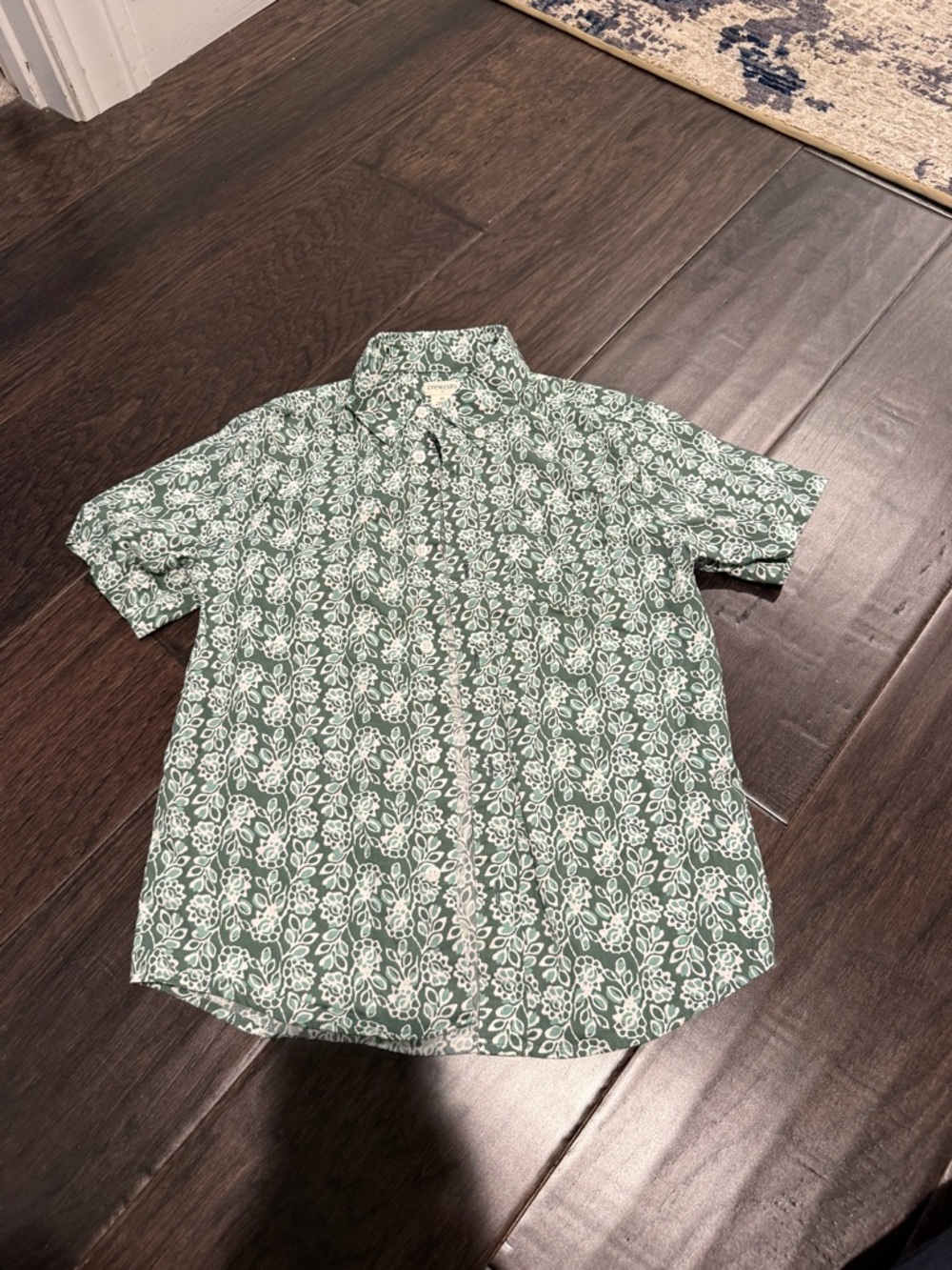 Crewcuts Green Floral Short-Sleeve Button-Down Shirt